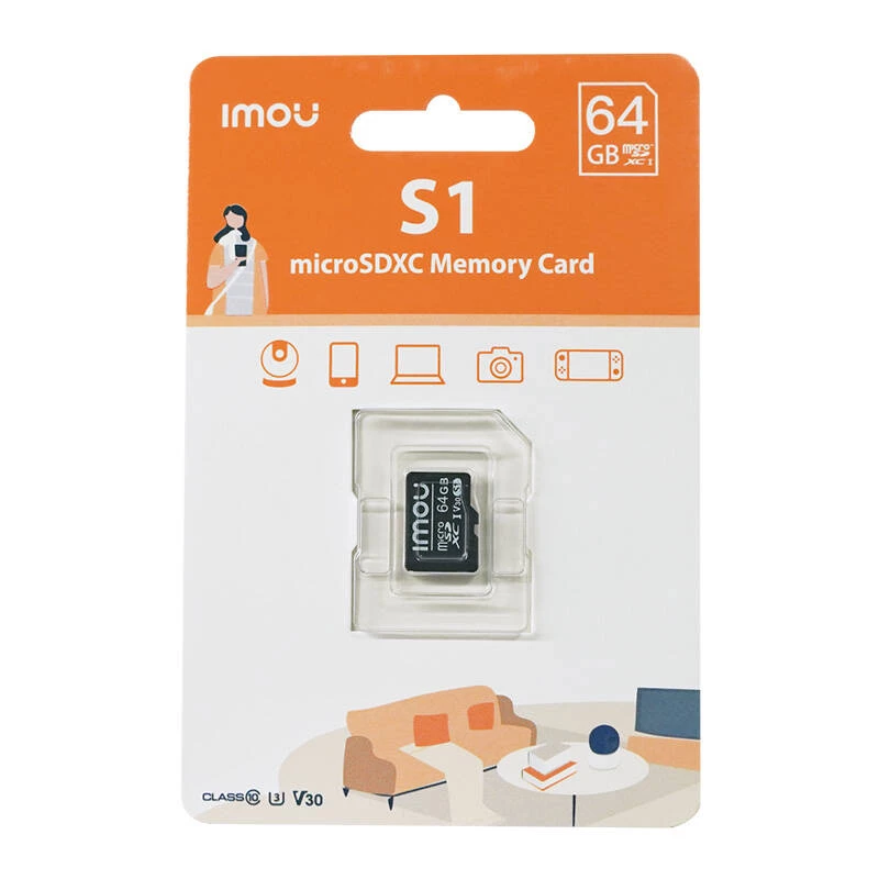 Scheda microSD IMOU ST2-64-S1 64 GB, Class 10, lettura 95 MB/s, scrittura 35 MB/s, U3 V30