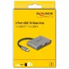 Hub USB DELOCK 64337 — host USB 3.2 Gen 2 Type-C, 3 porte (Type-C + 2× Type-A), 10 Gbit/s, grigio, case in metallo
