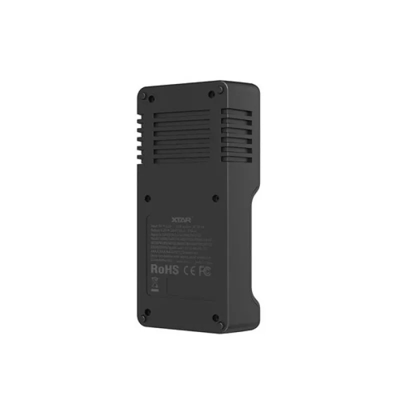 Caricabatterie XTAR VC2SL — USB 5V 1A, LCD, carica 2 celle, compatibile Li-Ion/NiMH/NiCd, formati A/AA/AAA/AAAA/C/D/SC, nero
