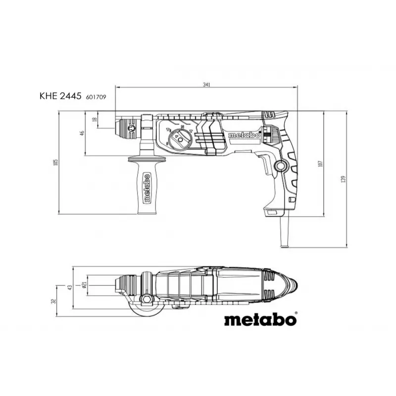 Metabo KHE 2445 martello combinato, 800 W, 2,4 J