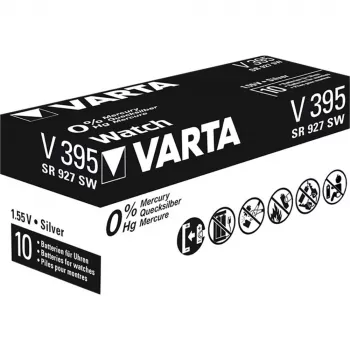 Pila a bottone all'ossido d'argento Varta V 395, 1,55 V, 44 mAh (SR57)