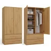 Topeshop SZAFA MALWA ART armadio camera da letto 5 ripiani 2 ante rovere