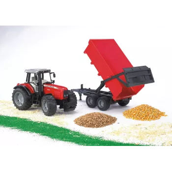Modello trattore BRUDER Massey Ferguson 7480 con rimorchio ribaltabile