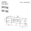 Mobile TV cama meble LUCCA 180x40x59 cm, piano e cornice bianchi, camino elettrico nero