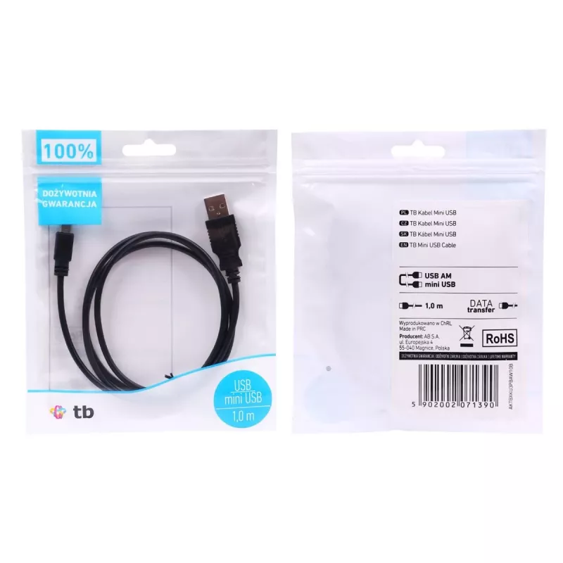 Cavo USB - Mini-USB 1 m, nero