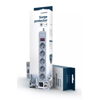 Gembird SPG3-B-15C protezione da sovratensione, 5 prese Schuko, 4,5 m, grigio
