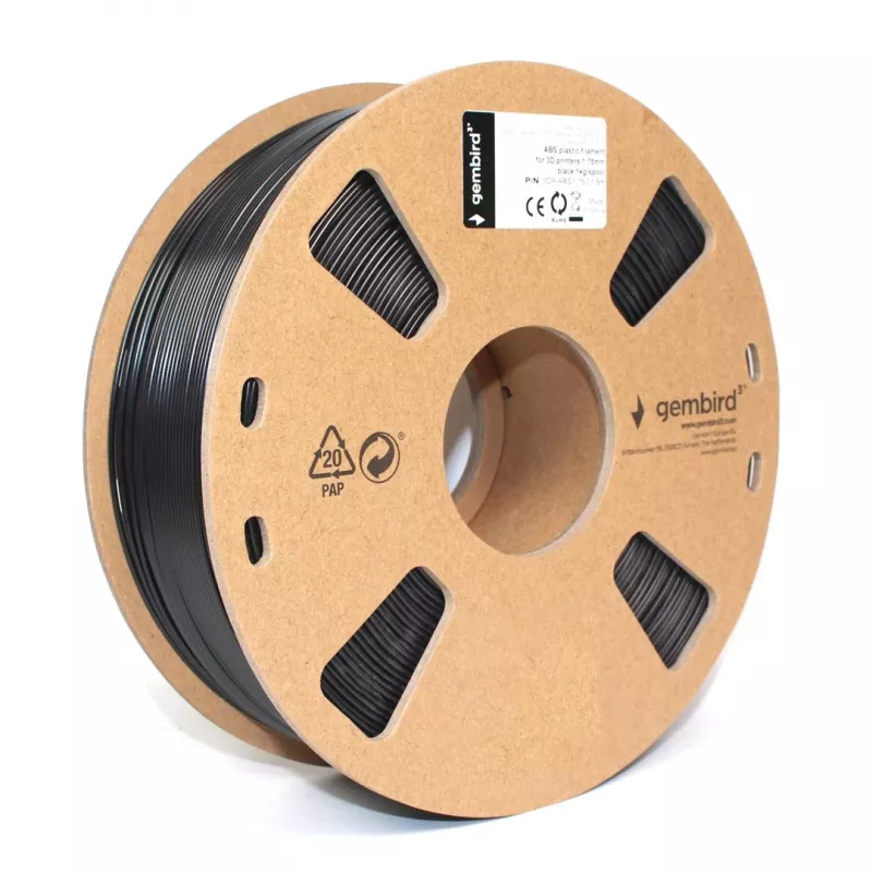 Gembird filamento ABS 1,75 mm, 1 kg, nero