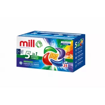 MILL PRO 5k capsule lavatrice + perle profumatrici COLOR, 25 pz.