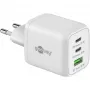 Caricabatterie rapido USB-C Nano, PD, GaN, 65 Watt (bianco, 1x USB-A, 2x USB-C PD, Charge 3.0)