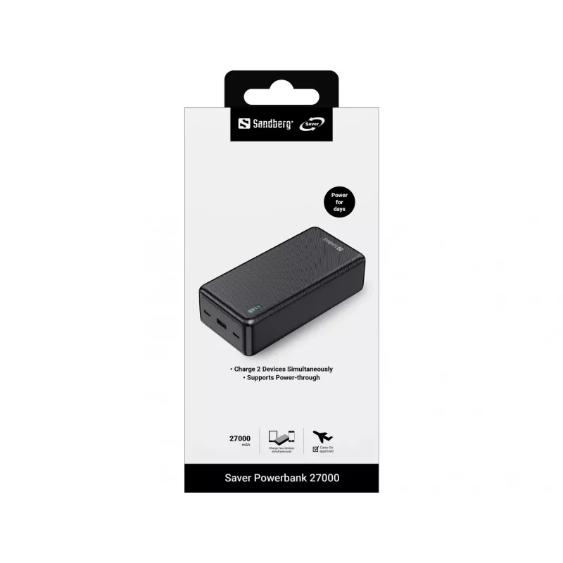 Powerbank Sandberg Saver 27000 mAh litio-ione nero