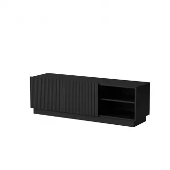 Mobile TV cama meble LIVERTI 150x42x48 cm, piano in truciolare nero, struttura nera