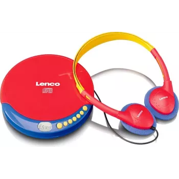 Lettore CD portatile Lenco CD-021 multicolore — lettore CD portatile per riproduzione audio, a batteria o con alimentazione di rete
