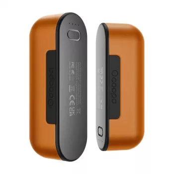 Scaldamani ricaricabile Ocoopa UT2s, batteria 2×5000 mAh, 4 livelli di riscaldamento, USB-C, alluminio, arancione