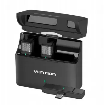 Set con 2 microfoni USB-C Vention + custodia di ricarica