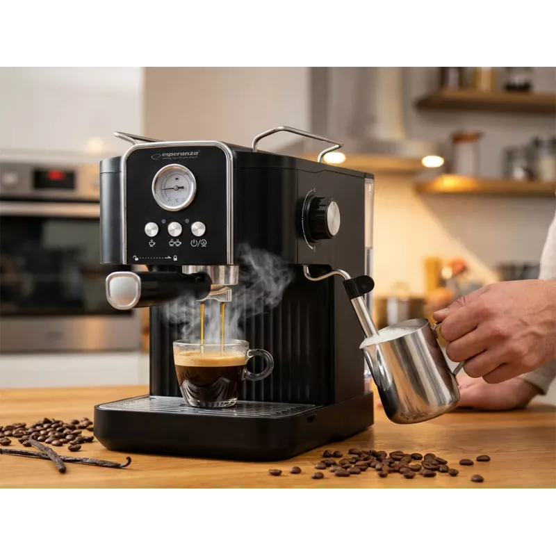 Macchina per caffè espresso ESPERANZA EKC010 — serbatoio acqua 1,8 L, 850 W, 20 bar, monta latte integrato