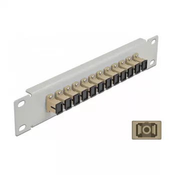 Patch panel fibra ottica DeLOCK 10 pollici 12 porte SC simplex beige 1U grigio