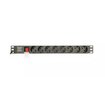 Power Distribution Unit GEMBIRD EG-PDU-014-C14, 8 uscite AC, ingresso C14, cavo 3 m, 1U, 3680 W, 10 A, alluminio, nero