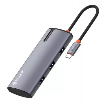 Hub USB-C Tellur TLL321061 con PD 3.0 100W, uscita HDMI e 3× porte USB 3.0