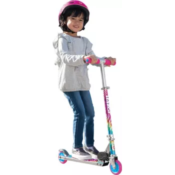Monopattino per bambini Razor A Tie-Dye — monopattino pieghevole in alluminio a 2 ruote, manubrio regolabile, ABEC-5, carico max 65 kg