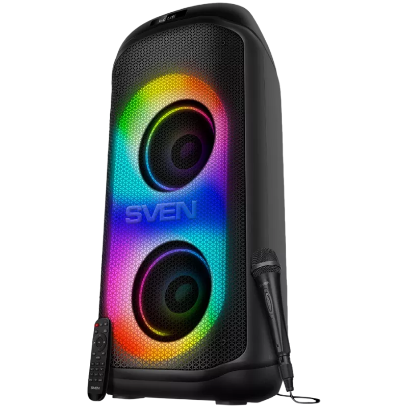 Altoparlante SVEN PS-1050, nero (200W, TWS, Bluetooth, FM, USB, microSD, display LED, 7200mAh)