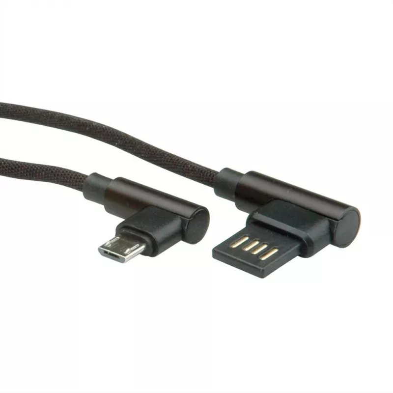 ROLINE cavo USB 2.0, angolare, Type-A reversibile - Micro B, ST/ST, nero, 0,8 m (11.02.8720)