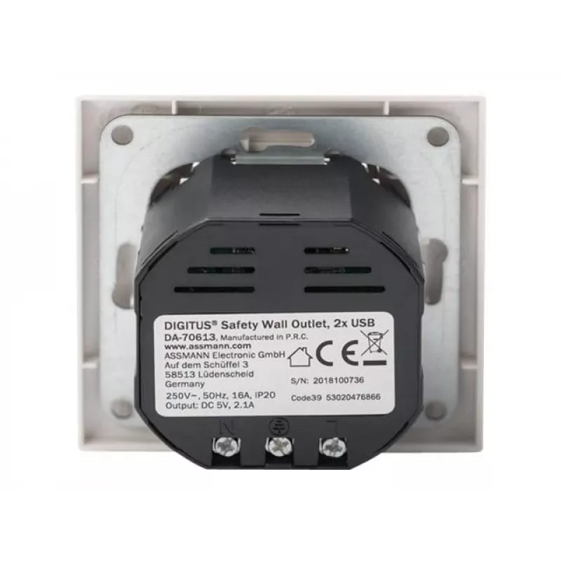 Presa di sicurezza da incasso Digitus DA-70613 con 2 porte USB