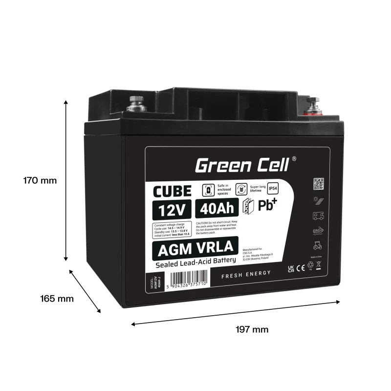 Batteria AGM VRLA 12V 40Ah IP54
