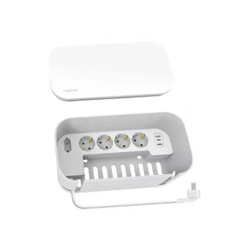Ciabatta LogiLink LPS281U 4 prese di sicurezza 2 USB-A 1 USB-C bianca