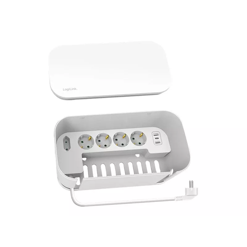 Ciabatta LogiLink LPS281U 4 prese di sicurezza 2 USB-A 1 USB-C bianca
