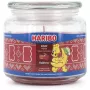 Candela di cera Haribo A2203 — rotonda, profumo mela-cannella, rossa, altezza 100 mm, diametro 100 mm, 300 g, contenitore in vetro