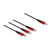 Cavo di ricarica USB DeLOCK 3 in 1 USB Type-C a 3 x USB Type-C 1 m nero/rosso