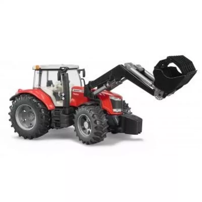 Trattore giocattolo BRUDER Massey Ferguson 7624 con caricatore frontale, rosso, per bambini da 3 anni