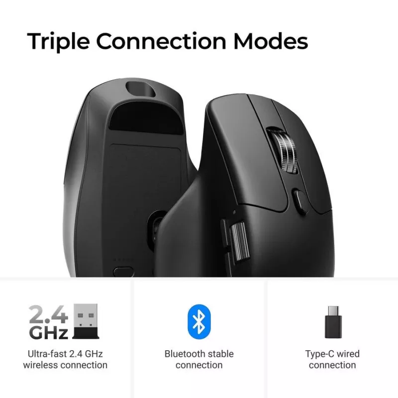 Mouse Keychron M6 per destrorsi universale — ottico, RF wireless + Bluetooth + USB-C, 30000 DPI, nero