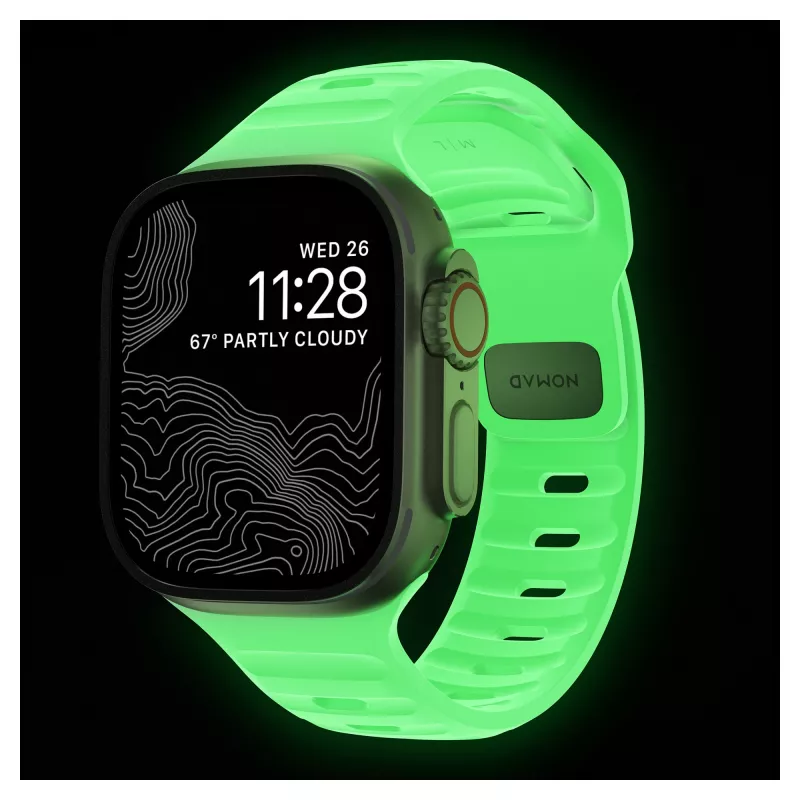 Cinturino Nomad Sport Band verde chiaro in gomma — larghezza 21,5 mm, polso 160–195 mm