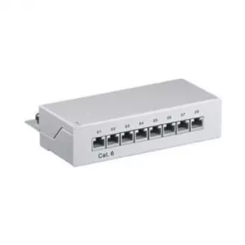 Wentronic Goobay patch panel CAT 6 Mini/Desktop, 8 porte, grigio - schermato STP, grigio (93047)