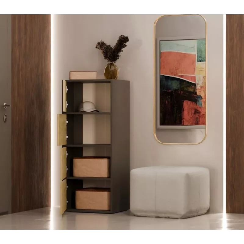 Comodino ALMA, antracite/rovere artisan