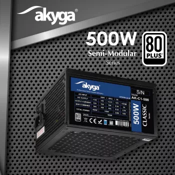 Akyga Classic AK-C1-500 alimentatore ATX 500 W, 80 PLUS, PFC attivo, ventola 120 mm
