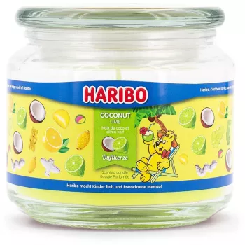 Candela di cera Haribo cilindro A2165 — verde, altezza 95 mm, base 100×100 mm, interno, 1 pz.
