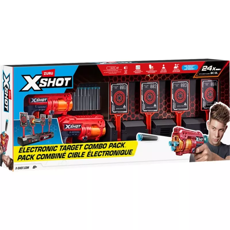 XSHOT bersaglio interattivo e Fury 4 confezione da 2, blaster per freccette
