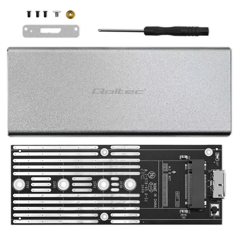 Case in alluminio QOLTEC 51833 per SSD M.2, SATA su USB 3.0, supporta fino a 2 TB