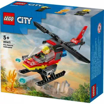 LEGO City Elicottero dei vigili del fuoco 60411 giocattolo da costruzione, 85 pezzi, pale rotanti, 1 minifigure, età 5+ (220×90×60 mm)
