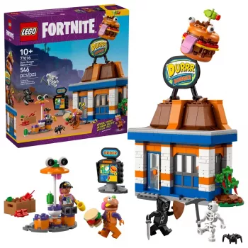 Giocattolo da costruzione LEGO FORTNITE 77076 Ristorante Durrr Burger set di gioco — 546 pezzi, 4 minifigure, 270×180×90 mm