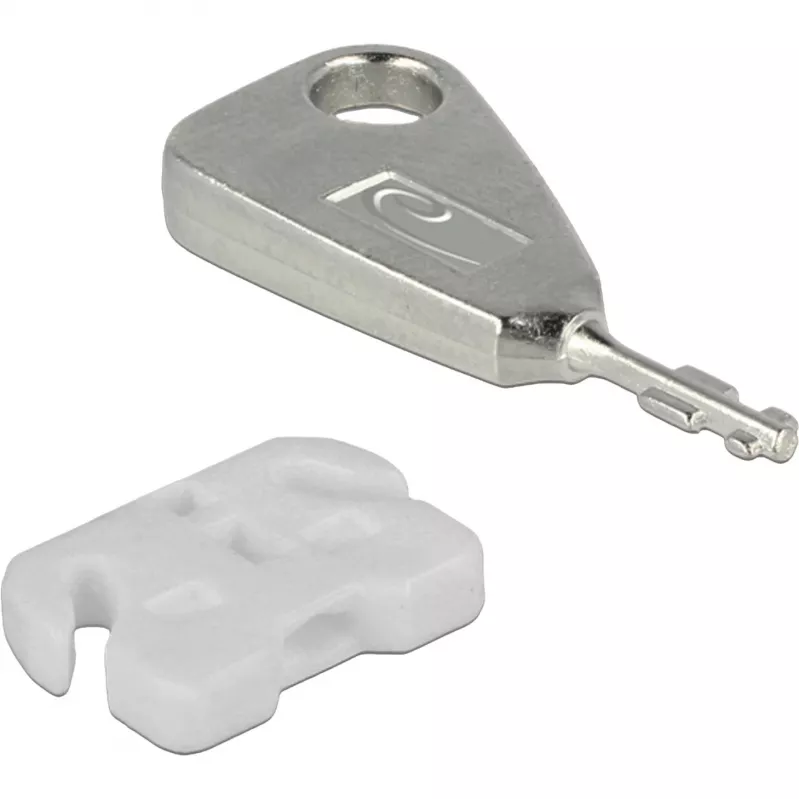 Set di bloccaporti USB per connettore femmina USB-A, lucchetto a innesto bianco/argento, 5x bloccaporti USB, 2x chiavi
