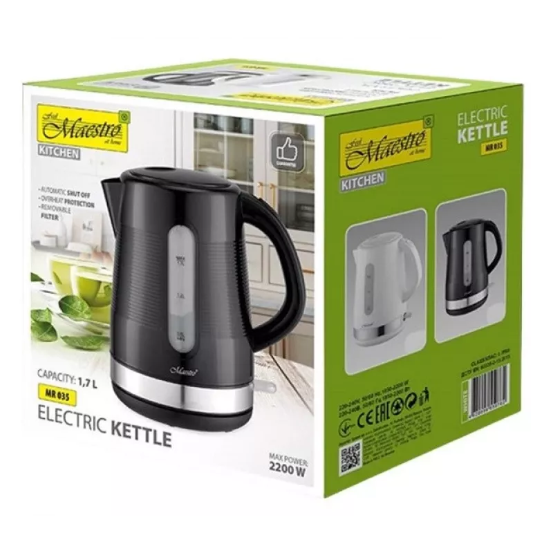 Maestro MR-035-BLACK bollitore elettrico, 1,7 l, nero