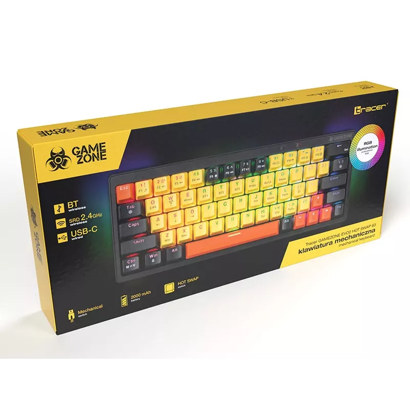 Tastiera meccanica Tracer Gamezone EVO2 Hot Swap 63 (giallo)