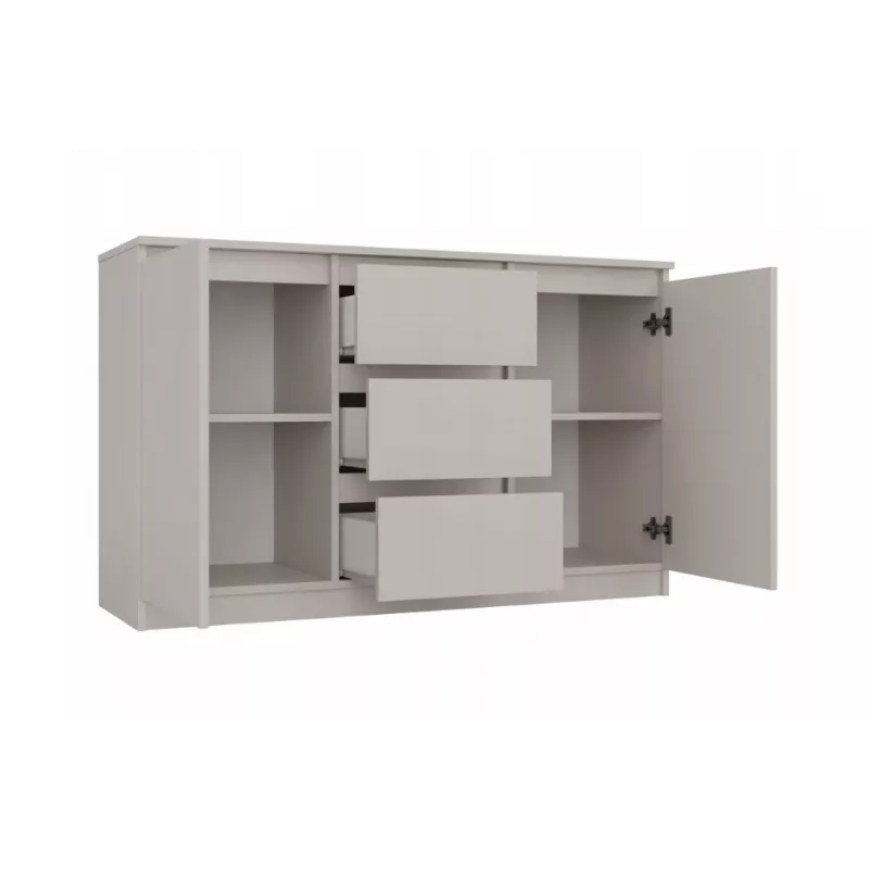 Comodino con 2 ante e 3 cassetti, colore cashmere