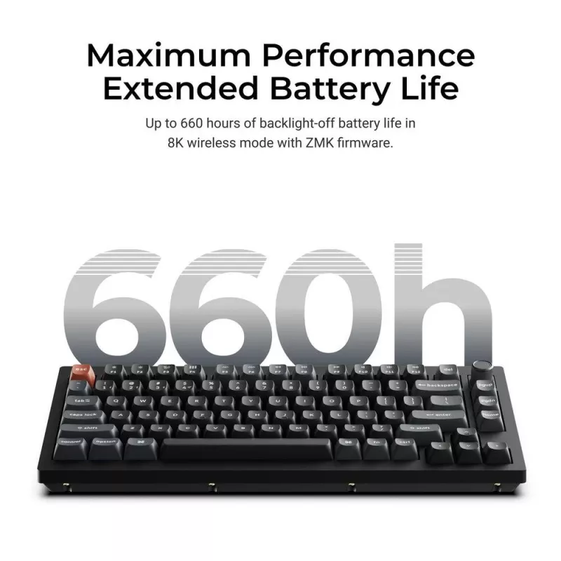 Tastiera meccanica Keychron V1 Ultra 8K — formato 75%, QWERTY, Bluetooth, RGB, nero