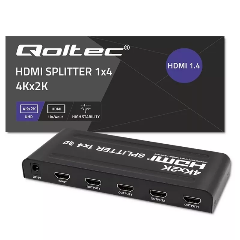 Qoltec 51798 splitter HDMI attivo 4 x HDMI 4K x 2K | 3.4Gb/s