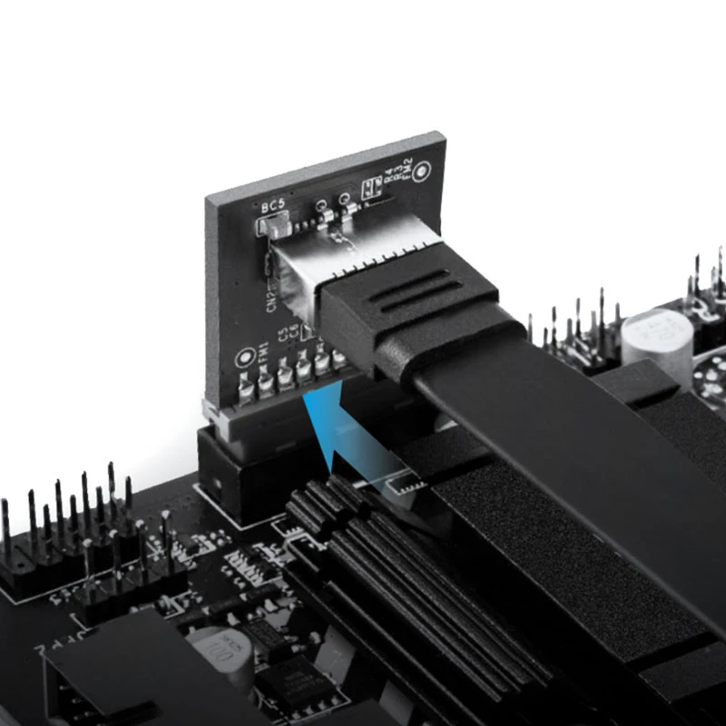 GrauGear adattatore interno da USB 3.0 19 pin a USB 3.1 Type-E 20 pin Key A, 90 gradi