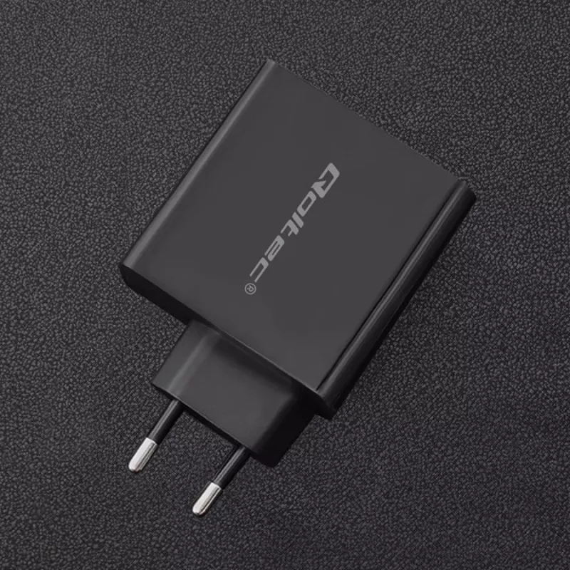 Qoltec 51716 caricabatterie da parete 63 W, USB-C PD + USB QC 3.0, 5-20 V 1,5-3 A, nero